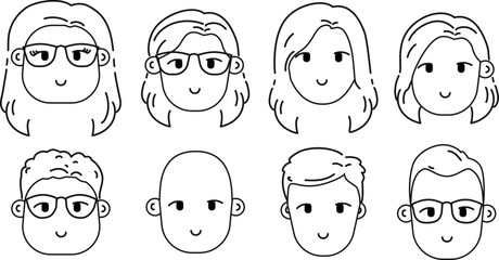 These cute faces can be applied in various contexts, such as emojis, stickers, icons, or illustrations for children's books, websites, and social media. 