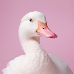 Funny goose on a pink background