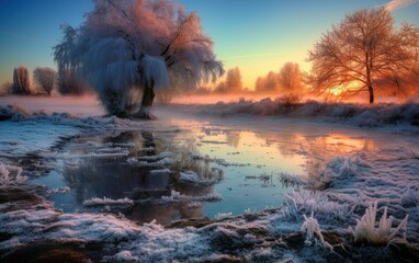 Fototapeta premium Morning winter landscape 