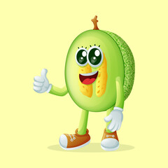 honeydew melon character making a thumbs-up sign