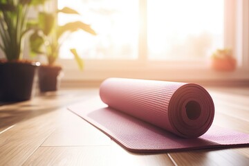 Close up of a rolling exercise mat
