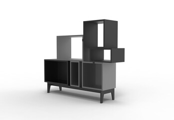 book shelf angle view with shadow 3d render