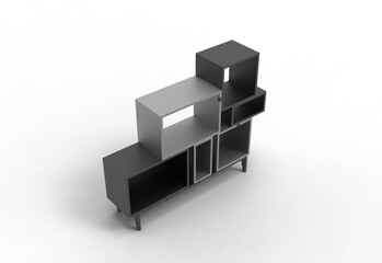 book shelf top view with shadow 3d render