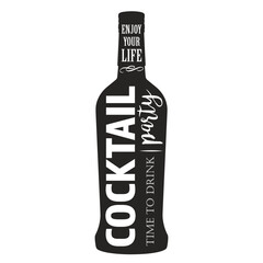 Cocktail bottle silhouette element monochrome