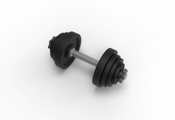 Dumbbell top view with shadow 3d render