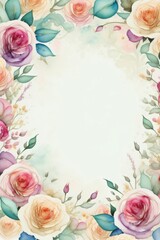 Floral frame background with beautiful floral and leaf made with Generative AI
