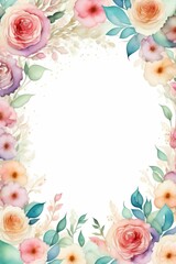 Floral frame background with beautiful floral and leaf made with Generative AI