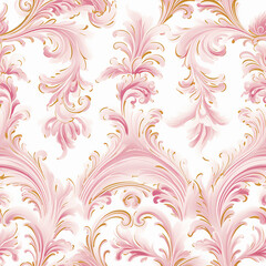 Fototapeta na wymiar Rococo Soft Pink & Gold Elegance: Seamless Pattern