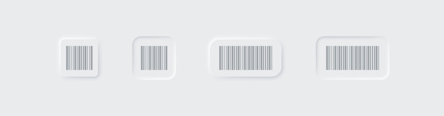 Scanning bar code icon, button set. Neumorphism style. Vector EPS 10