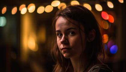Loneliness fades in the city nightlife, young women find joy generated by AI