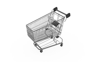 shopping cart top view without shadow 3d render