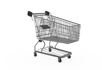 shopping cart angle view without shadow 3d render