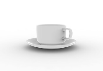 tea and coffee cup angle view with shadow 3d render