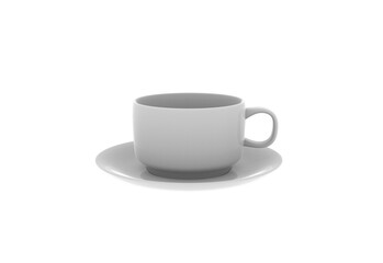 tea and coffee cup front view without shadow 3d render