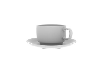 tea and coffee cup angle view without shadow 3d render
