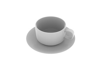 tea and coffee cup top view without shadow 3d render