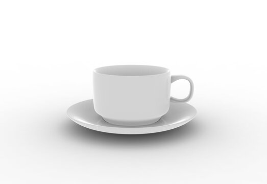 tea and coffee cup front view with shadow 3d render