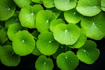 Description of the image: gotu kola (centella asiatica) leaves. Generative AI - obrazy, fototapety, plakaty