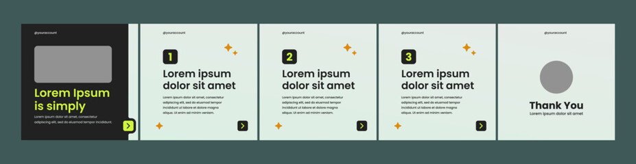 set of modern carousel slide templates for social media posts. © Rozin