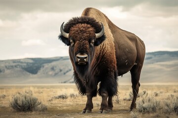 AI, Deatiled photo id wild bison in the Savanah