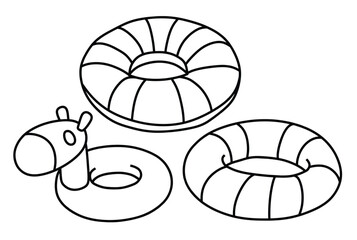 Hand drawn doodle life ring on white background.