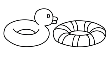 Hand drawn doodle life ring on white background.