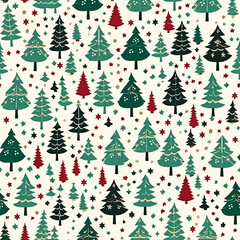 Christmas tree seamless pattern, tileable holiday country print for wallpaper, wrapping paper, scrapbook, fabric and product design
