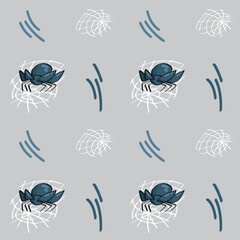 Set of hand drawn doodle spider icons. Vector illustration.