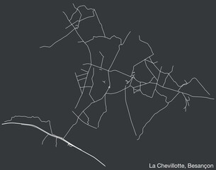 Detailed hand-drawn navigational urban street roads map of the LA CHEVILLOTTE COMMUNE of the French city of BESANCON, France with vivid road lines and name tag on solid background