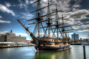 the historic warship in boston harbor. Generative AI