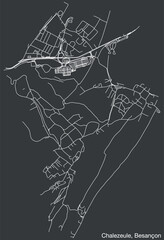 Detailed hand-drawn navigational urban street roads map of the CHALEZEULE COMMUNE of the French city of BESANCON, France with vivid road lines and name tag on solid background
