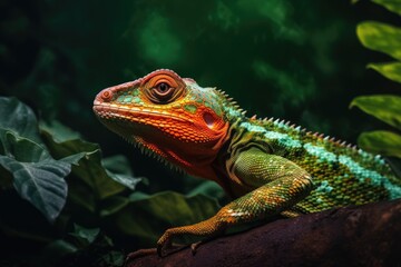 Fototapeta premium Coloful lizard in a forest