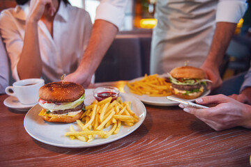 Business team resting in cafe