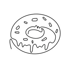 Vector continuous one line Donuts illustration