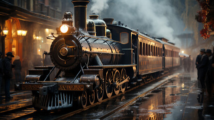 vintage train station steam engine