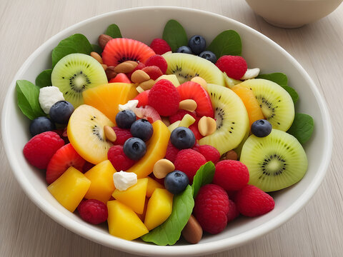 Healthy bowl of homemade fruit salad