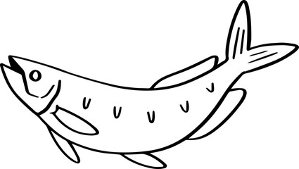 cartoon fish drawing illustration.