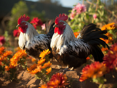 rooster in the farm UHD wallpaper Stock Photographic Image