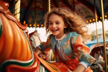 Fototapeta na wymiar child on carousel