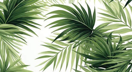 Tropical leaves with white background.