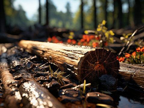 firewood in the forest UHD wallpaper Stock Photographic Image