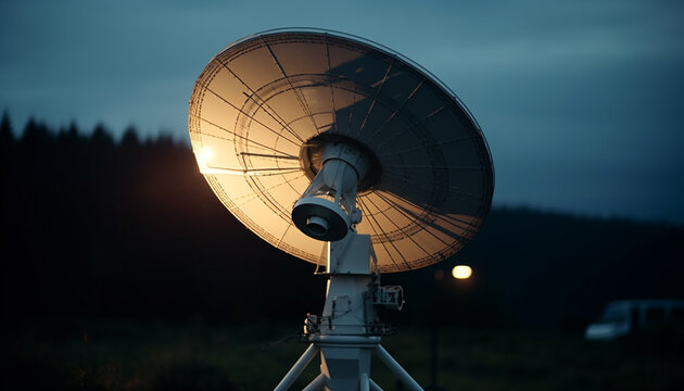Watching the sunset, industry uses modern technology for global communications generated by AI