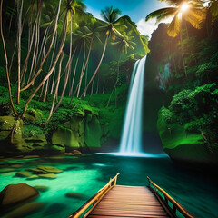 Waterfall in the tropical island