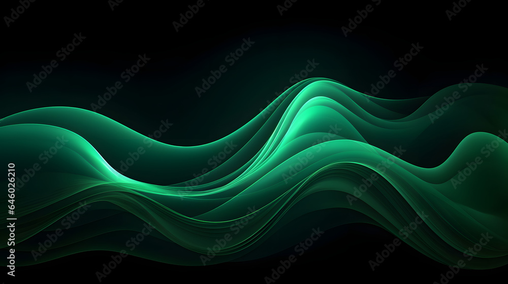 Aufkleber fluid serenity: abstract green color design with vector ripples on a dark background