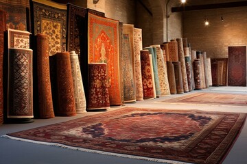 Middle Eastern carpets, stunning variety of oriental carpets. Generative AI