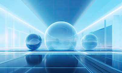 Mesmerizing composition of vibrant blue orbs.