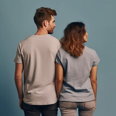 Obraz premium Illustration of a fashion portrait with plain t-shirt mockup, AI Generated