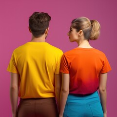 Illustration of a fashion portrait with plain t-shirt mockup, AI Generated