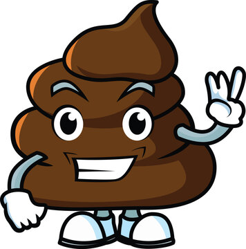 Cartoon poop character doing wave or hand gesture vector illustration, Mr. Hankey with a hand gesture stock vector image