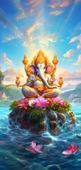 Lord Ganesh beautiful art image decorative wall D&eacute;cor wallpaper Hindu religion god, Gajanan Ganpati Wallpaper and wall decor for Mobile
